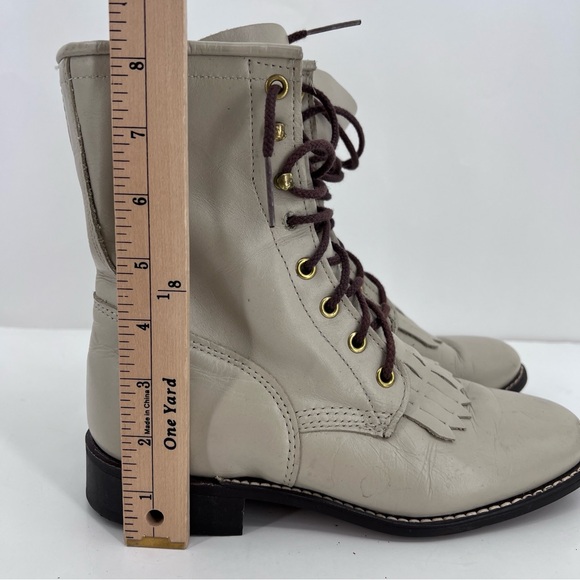 vintage western ropers lace up boots leather fringe size 7.5 - Picture 2 of 11